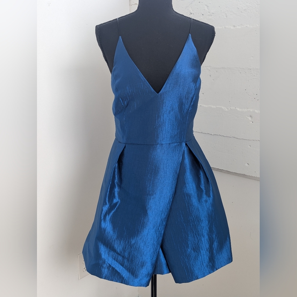 Topshop Metallic Blue Mini Dress